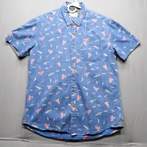 SUNRISE KINGDOM SIZE SMALL MEN'S BLUE LOBSTER PRINT SHORT SLEEVE SHIRT - Picture 1 of 12