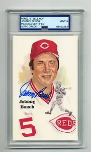 SUPERB MINT 9 JOHNNY BENCH AUTOGRAPHED PEREZ STEELE POST CARD PSA/DNA SLABBED - Picture 1 of 1