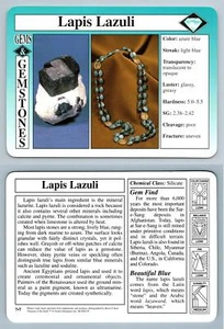 Lapis Lazuli #7.7 - Gems & Gemstones - Treasures Of The Earth Grolier Card - Picture 1 of 1