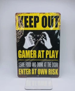 Keep Out Gamer at Play 8” x 12” Aluminum Tin Sign Man Cave Game Room Wall Art - Picture 1 of 4