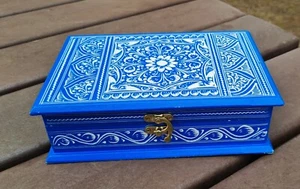 Holz Schmuckkästchen | L | Strohmuster Deko Schmuckschatulle Wood Jewellery Box - Bild 1 von 6