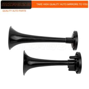 Black Car Truck Boat Dual Trumpet Train Air Horn Compressor Kits 12V 115DB - Imagen 1 de 7