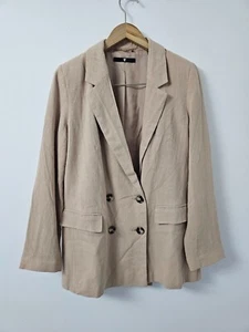 Very Womens Beige Double Breasted Oversized Blazer Sz UK16 - Picture 1 of 10