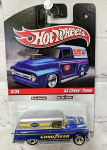 Hot Wheels Slick Rides '55 Chevy Panel Silver/Blue Goodyear Real Riders - Picture 1 of 2