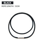 Men Women Black Leather Cord Choker Stainless Necklace Rope (steel Turn & Click)