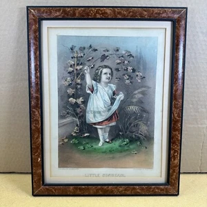 Antiker Druck "Little Sunbeam" Passepartout gerahmt 16" x 13" - Currier & Yves New York - Bild 1 von 12