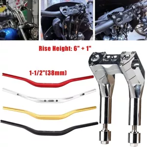 Elevadores de manillar de 6" montaje de barra de manillar para barras de 1-1/2" Harley Dyna Softail FXR XL - Imagen 1 de 20
