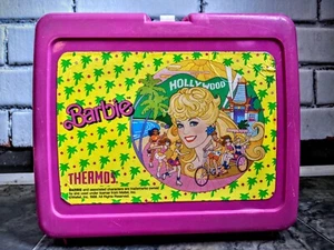 Vintage 80s 1988 Pink Plastic Hollywood Barbie Lunch Box - Picture 1 of 11