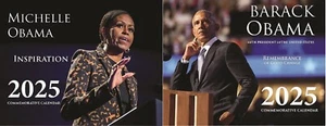 Barack & Michelle Obama 2025 - Confezione doppia calendario lucido a colori - Set regalo - Foto 1 di 10