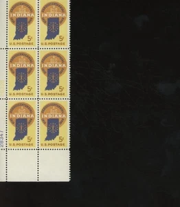 1966 Indiana Statehood Block of 4 5c Postage Stamps, Sc# 1308 - Picture 1 of 2