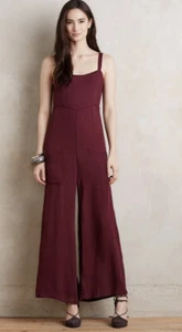 NEW Anthropologie “Cleo” Jumpsuit Sz XS Burgundy by Lacausa - Picture 1 of 4