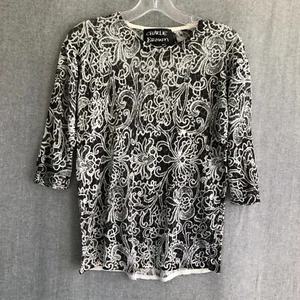 Charlie Brown Womens Chintz Floral 3/4 Sleeve Slinky Viscose Knit Jumper SIZE M - Picture 1 of 9