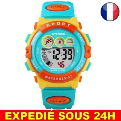✅ Montre Numérique Sport Garçon Fille Alarme LED Enfants Jaune Heure Idée Cadeau - Photo 1/3