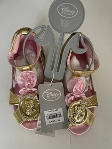 Disney Store Princess Belle Girls Gold Dress Up Costume Shoes 9-10 - Picture 1 of 4