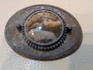 Vintage Belt Buckle Western Style Natural Gem Center - Picture 1 of 9