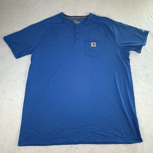 Carhartt Relaxed Fit Blau Kurzarm Henley Hemd Herren 3XLT - Bild 1 von 5