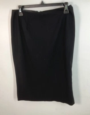 Falda lápiz Oscar de la Renta negra mezcla de lana plisada trasera 4 Foto 1 de 3