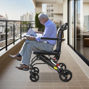 Silla de Transporte Ligera Silla de Ruedas Plegable Capacidad Máx. 100kg Negra - Imagen 1 de 24