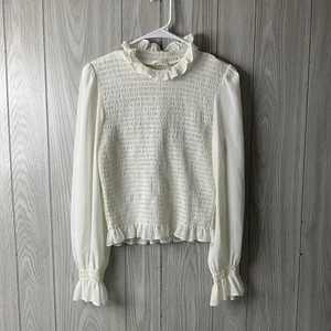 See By Chloe Cloud White Ruffle Trim Laced Sleeves Blouse - Size 36 - Picture 1 of 10