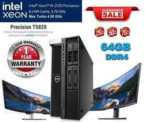 DELL 5820 3.70GHz Xeon W-2135 64GB DDR4 512GB NVMe SSD+1TB SATA QUADRO NVS 450 - Picture 1 of 18