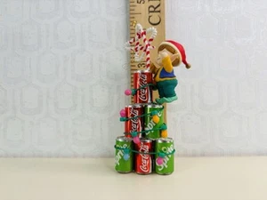 Vintage Coca Cola Sprite Cans Holiday Stars Elf Christmas Ornament 1994 - Picture 1 of 2
