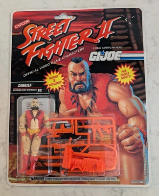 Винтажная экшн-фигурка 1993 Street Fighters II Zangief GI Joe Hasbro как новая на картонке - Изображение 1 из 4