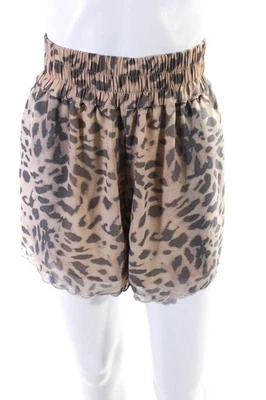 Generation Love Womens Brown Soft Leopard Print Scalloped Bianco Shorts Size XS - Image 1 of 4
