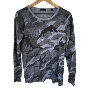 Camiseta deportiva ATM para mujer camuflada camuflaje lavado destruido gris marino talla S - Imagen 1 de 9