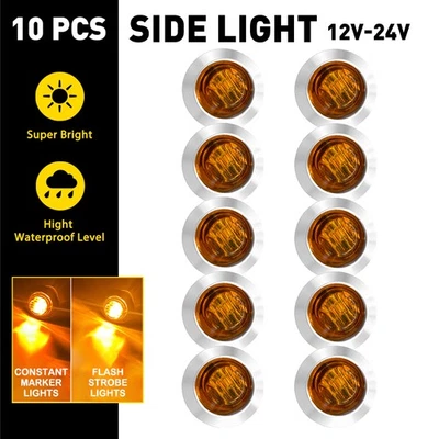 10x 3/4" Estroboscópico + Ámbar Estable LED Luces Marcadoras Modos Duales Advertencia Flash Lámparas Foto 1 de 4