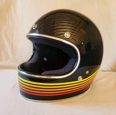 Casco Biltwell Gringo S Spectrum Brillo Negro Naranja S Vintage Retro DOT  Foto 1 de 4