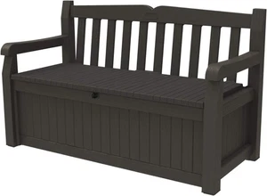 70 Gallon Storage Bench Deck Box for Patio Furniture, Front Porch Decor, Brown - Picture 1 of 12