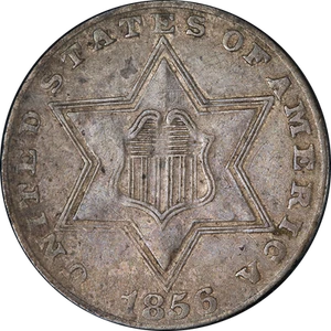 1856 Three (3) Cent Silver Choice XF/AU Great Eye Appeal Strong Strike - Picture 1 of 2