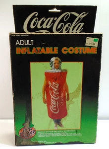 Vtg Ben Cooper Coca-Cola Soda Can Costume ADULT Halloween Inflatable Coke Outfit - Picture 1 of 9