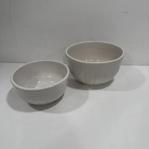 RRP Co Roseville OH USA Stoneware Mixing Bowls Set 10” & 8” #168 Handmade VTG - Picture 1 of 6