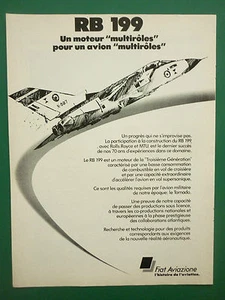 9/1978 PUB FIAT AVIAZIONE ROLLS-ROYCE MOTOR MTU RB 199 ENGINE TORNADO FRANZÖSISCHE ANZEIGE - Bild 1 von 1