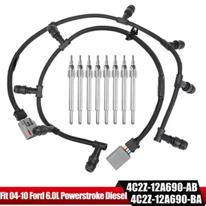 For 04.5-07 Ford 6.0 6.0L Powerstroke Diesel Harness & 8 pcs Glow Plugs Kit - Picture 1 of 7