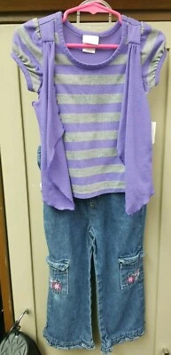 xhilaration Conjunto Talla Niñas 3T-Púrpura/Gris con Chaleco Incorporado y 4 Bolsillos Pantalones Foto 1 de 4