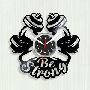 Wall clock Gym clock Sport clock Be strong clocks Vinyl clock - Picture 1 of 1