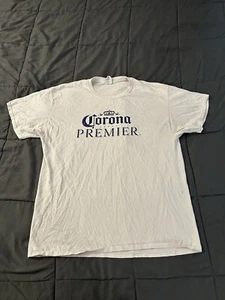 Corona Premier T Shirt Mens XL White Crew Neck Short Sleeve Cotton - Picture 1 of 9