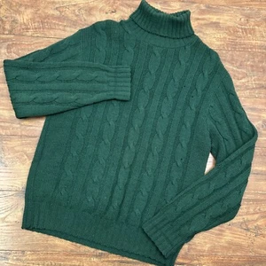 Vtg Pendleton Sweater Men's Medium Green Virgin Wool Fisherman Cable Knit Turtle - Picture 1 of 12