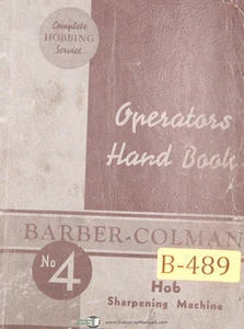Barber Colman 4, Wälzfrässchärfmaschine, Betriebsanleitung 1945 - Bild 1 von 4