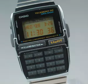 Vintage [Near MINT] Casio Data Bank Telememo 30 DBC-300 Digital 35mm Mens Watch - Picture 1 of 10