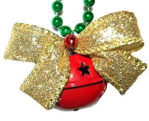 BIG GOLD JINGLE BELL CHRISTMAS NECKLACE #H41 USA MADE * FAST SHIPING - Picture 1 of 5