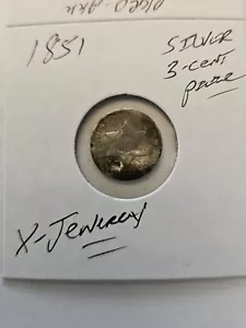 1851 Mint Silver Three Cent Coin X-Jerwerly Piece Lot #1 - Picture 1 of 4