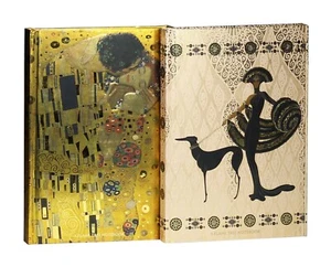 Lot of 2 Flame Tree Notebook Blank Journals Erte and Gustav Klimt Cover Design - Picture 1 of 1
