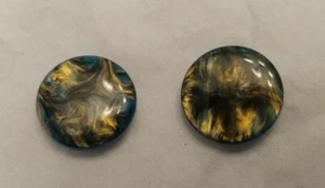 2cm or 9/16 inch Vintage Blue and Bronze swirl acrylic buttons - Picture 1 of 5
