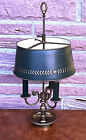 Antik Bouilette Messing Tischlampe,Tischleuchter mit grnem Schirm 3 Flammig