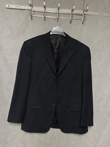 Giorgio Armani Blazer Men 44L Black 3B Italy Career Micro Striped Coat Luxury - Picture 1 of 14