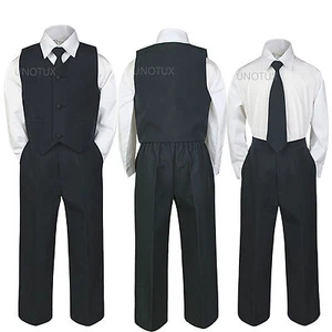 Nuevo 4 piezas INFANTE BEBÉ NIÑO ADOLESCENTE NIÑO FORMAL FIESTA CHALECO TRAJE NEGRO o AZUL MARINO S-20 - Imagen 1 de 6