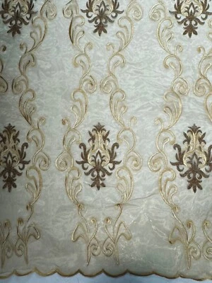 Tela transparente bordada sepid marrón claro (por yarda) Foto 1 de 4